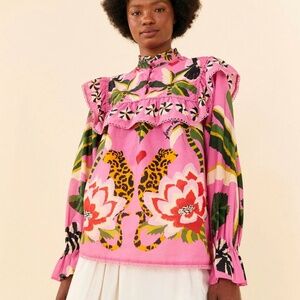 FARM Rio Multicolor Floral Leopard Blouse
